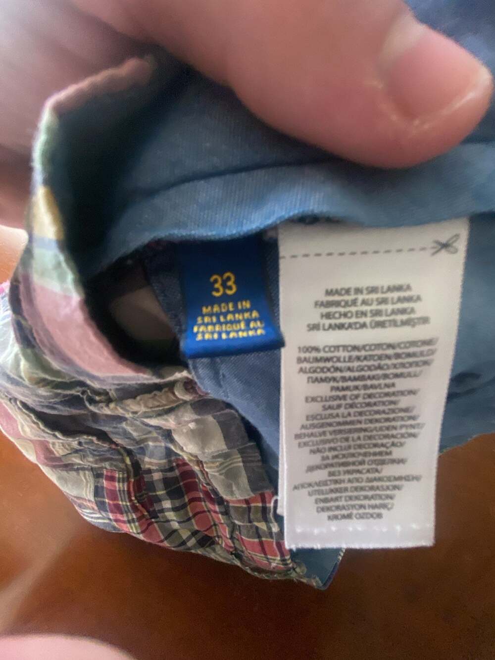 Polo Ralph Lauren Classic Fit Multicolor Patchwork Plaid Cotton Shorts Size 33 - Picture 6 of 7